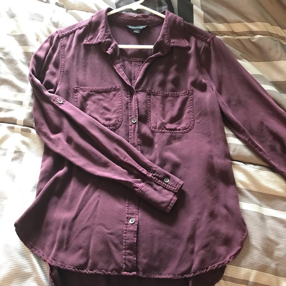 Maroon button up shirt
